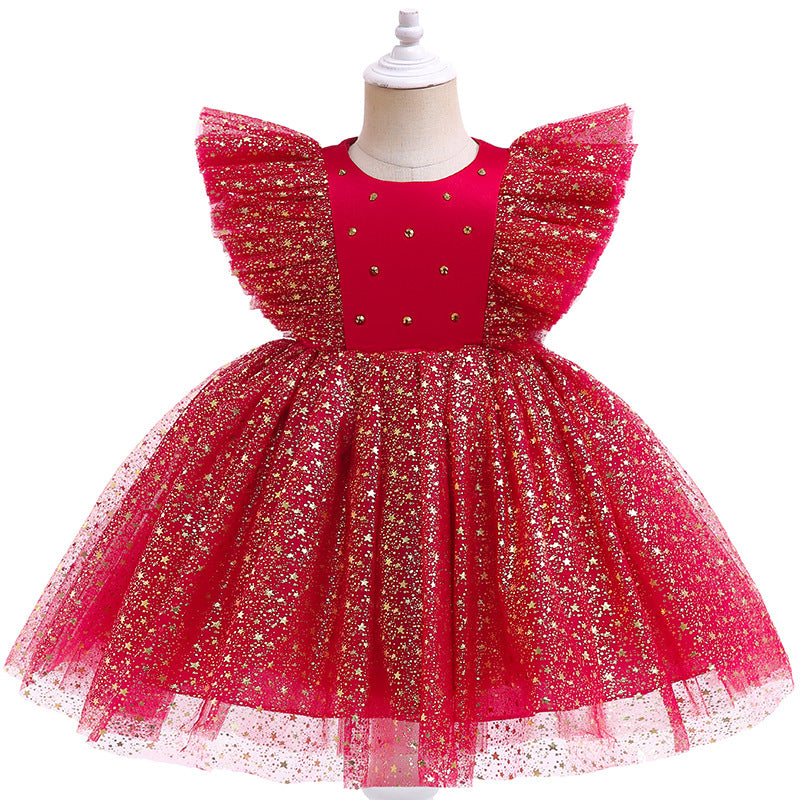 Kid Baby Girl Christmas Popular First Year Mesh Princess Dress