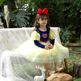 Kid Girl White Snow Princess Autumn Winter Bubble Sleeve Dresses