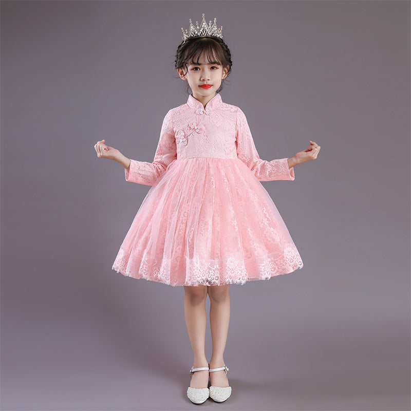 Kid Girl Long Sleeve Princess Evening Pompous Gauze Dresses