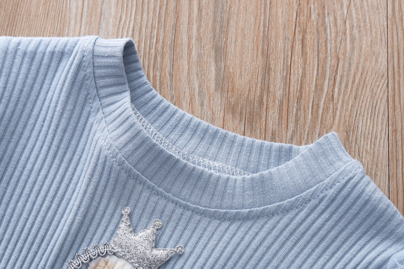 Kid Girl Princess Frozen Aisha Short Sleeve Patchwork Mesh Dress