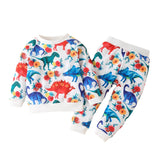 Kid Baby Boy Autumn Long Sleeve Cotton Dinosaur Suit 2 Pcs Sets