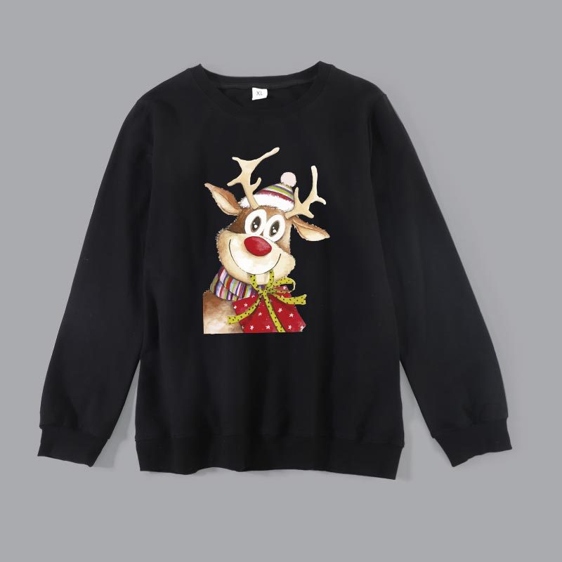 Family Matching Autumn Warm Cartoon Scarf Elk Cute Christmas Hoodie