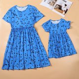 Family Matching Mother-Daughter Casual Mini Lovely Short Sleeves Dresses