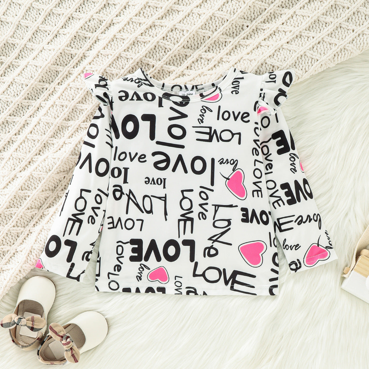 Kid Baby Girl Valentine's Day Long Sleeve Love Spring 2 Pcs Sets