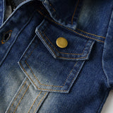 Kid Baby Boy Denim Long Sleeve Casual Coat Checkerboard Coats