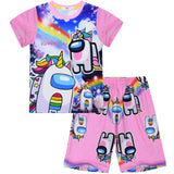 Kid Boy Space Werewolf Kills Among Us Suit Short-sleeved Pajamas