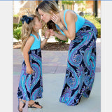 Family Mathcing Phoenix Tail Sleeveless Parent-child Long Dress