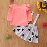 Baby Toddler Girls Valentine's Day Suit Black Fly Sleeve 2 Pcs Sets