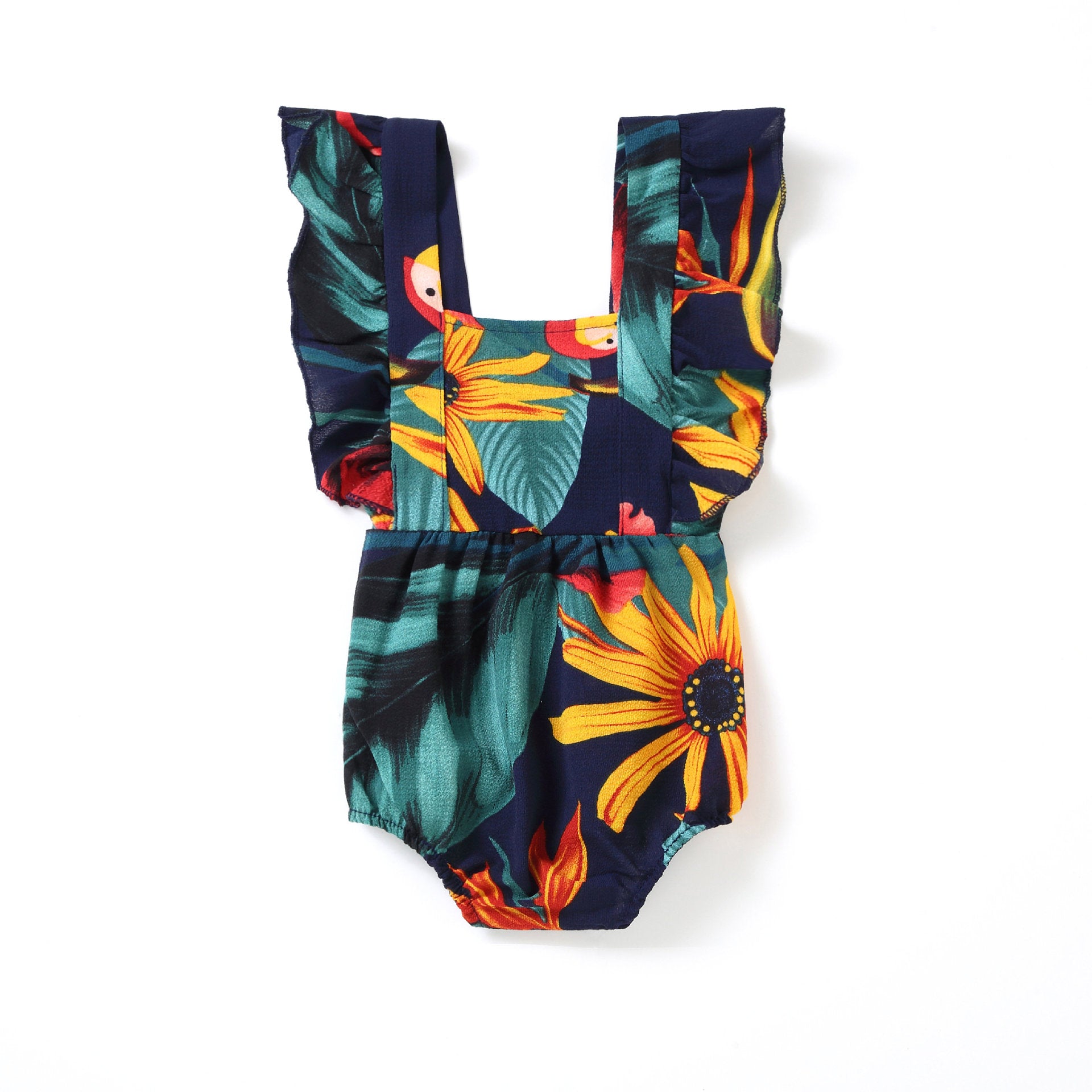 Family Matching Mother Child Jumpsuit Blue Printed Summer Dresses