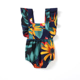 Family Matching Mother Child Jumpsuit Blue Printed Summer Dresses