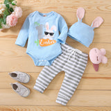 Baby Girl Suit Spring Long Sleeve Rabbit Printed Pure Cotton 3 Pcs Sets