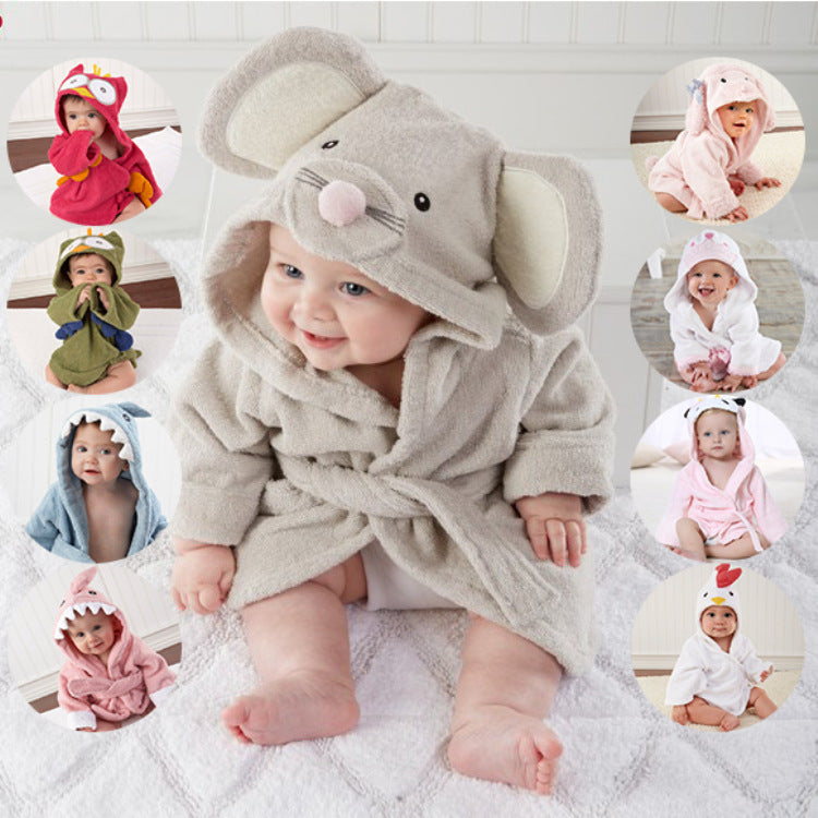 Baby Robe Cartoon Sleepwear Bath Towels Soft Bathrobe Pajamas