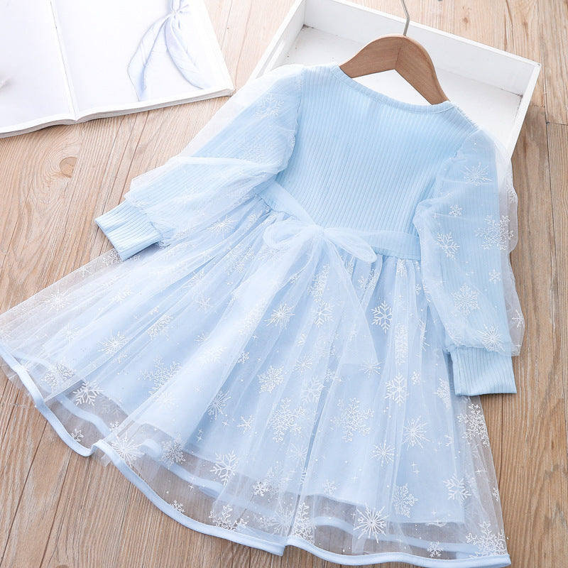 Kid Baby Girl Princess Aisha Frozen Snowflake Gauze Dresses
