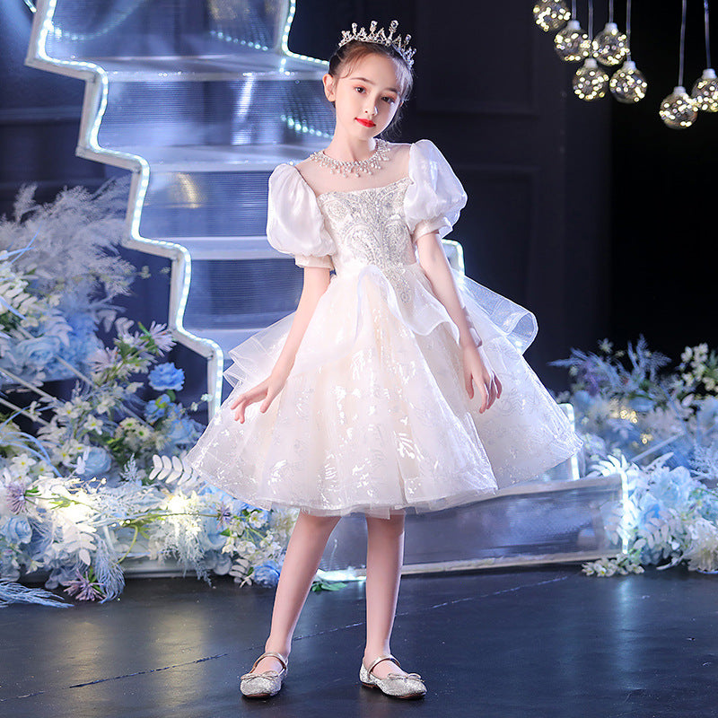 Kid Girls Princess Bubble Sleeve Flower Wedding Show Dresses