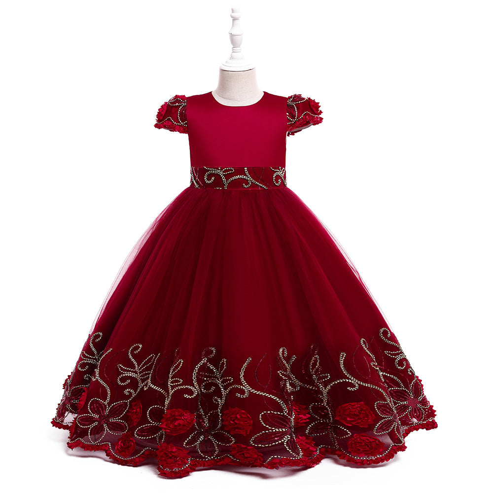 Kid Girl Princess Sleeveless Long Evening Catwalk Piano Performance Dresses