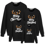 Family Matching Autumn Christmas Elk Print Warm Hoodie