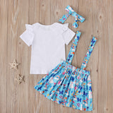 Kid Baby Girls Suit Summer Easter Letter Rabbit Print Strap 3 Pcs Set
