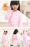 Kid Girl Flannel Pegasus Bathrobe Animal Gown Rainbow Cartoon Pajamas