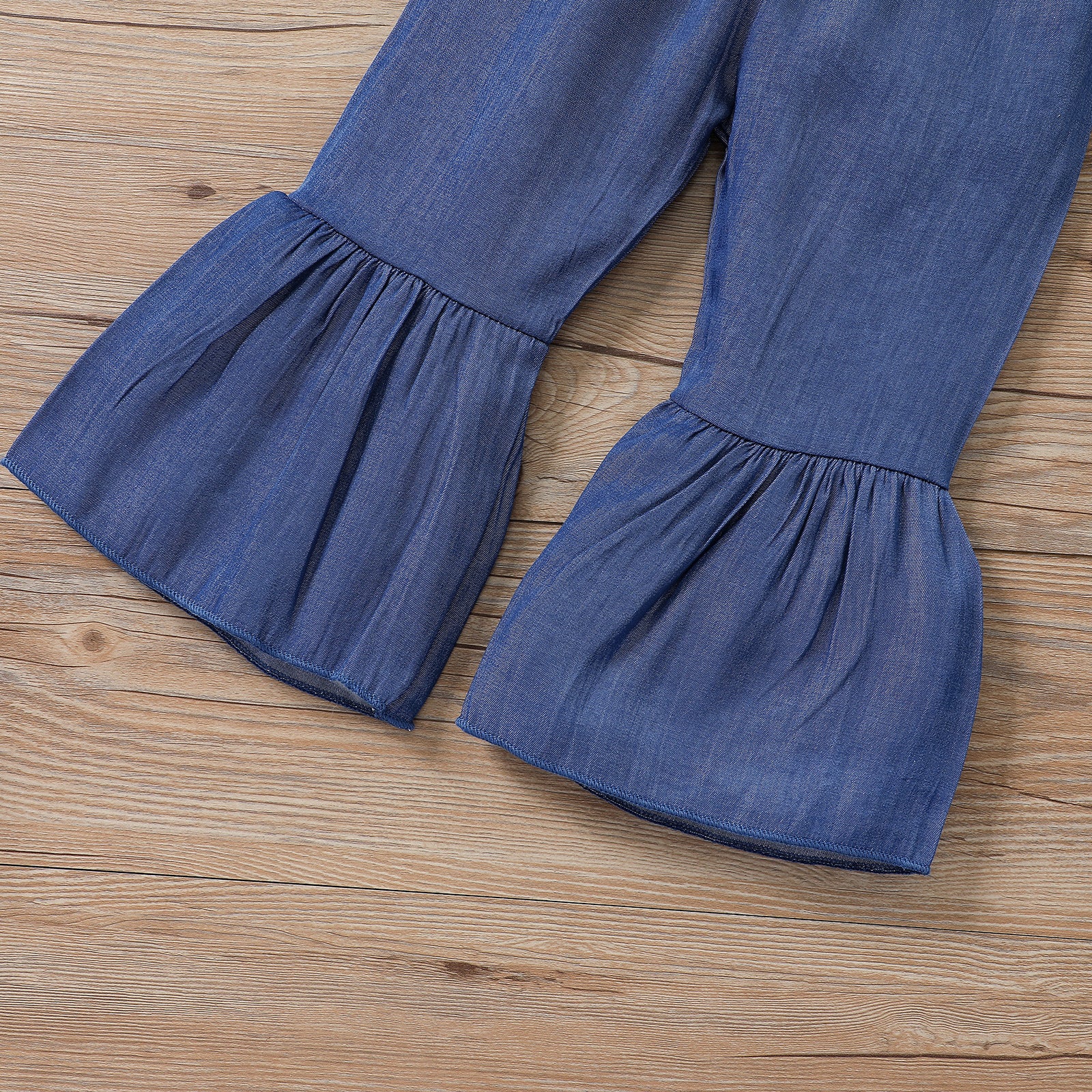 Kid Baby Girl Suit Autumn Solid Flared Sleeve Lace Bell 2 Pcs Sets