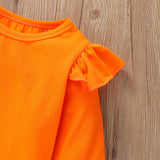 6M-5Y Kid Baby Girl Long Sleeve Round Neck Pumpkin Halloween 2 Pcs Sets
