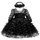 Baby Toddler Long Sleeve Three-dimensional Flower Puffy Dress