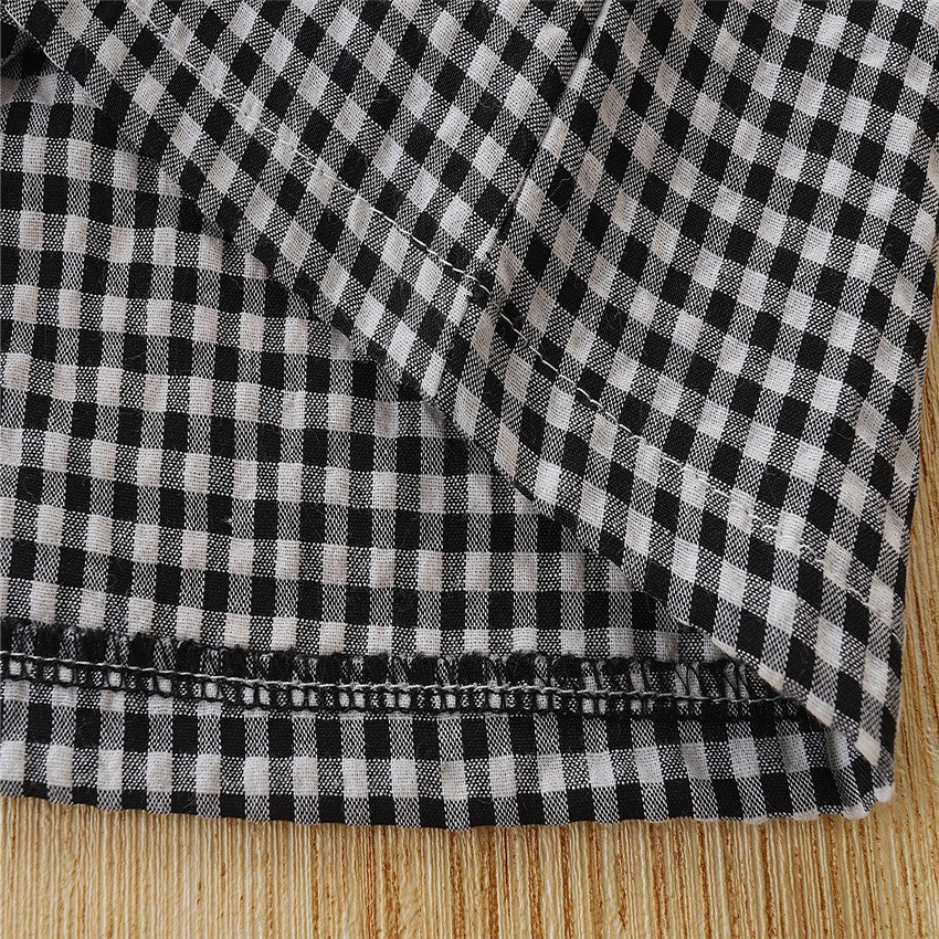 Toddler Kids Baby Girls Summer Sets Black Short Sleeve Square 2 Pcs Sets