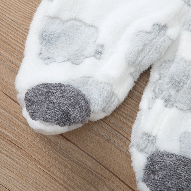 Baby Girl Boy One-piece Wrap Foot Winter Cashmere Lamb Rompers