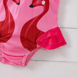 Baby Girl Cygnet Petals Cartoon Polka Dots Print Ruffles Beachwear Swimsuit