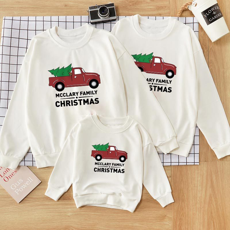 Family Matching Christmas Round Neck Parent-child Long Sleeve Cute Cartoon Shirts