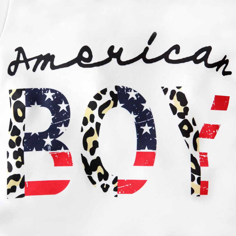 Kid Baby Girls Mosaic Pattern Letter Short Sleeve 2 Pcs Sets