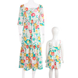 Family Matching Mother-daughter Lovely Print Summer Holiday Dresses