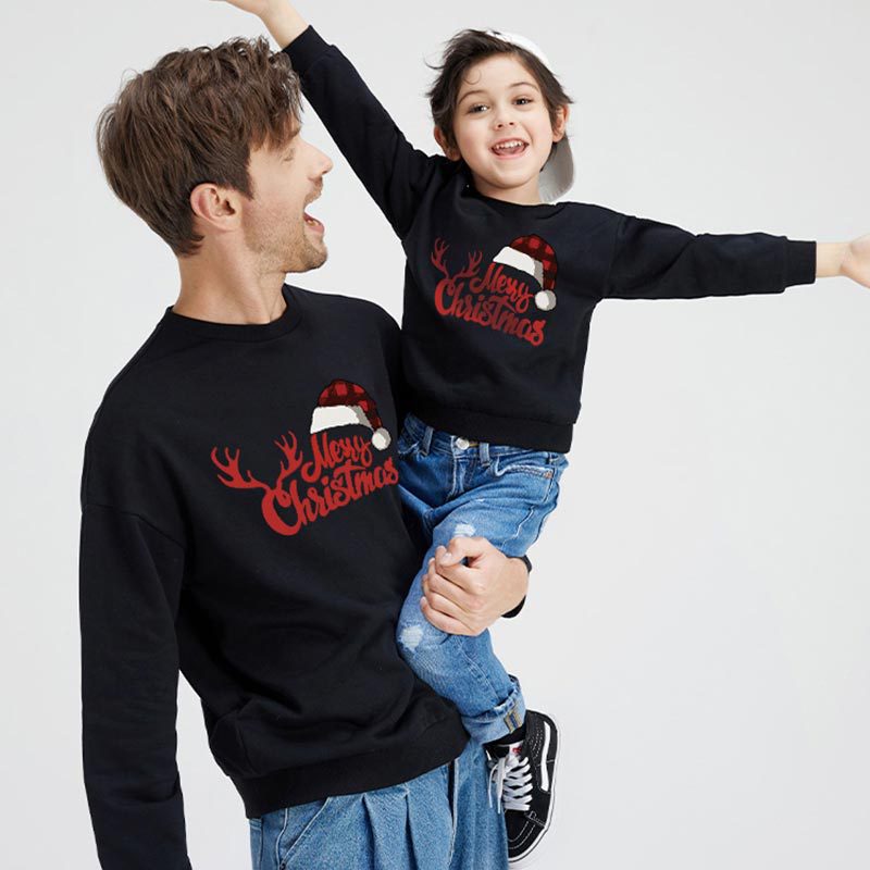 Family Matching Christmas Round Neck Warm Long Sleeved Shirts