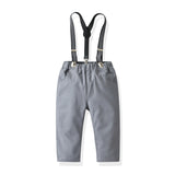 Kid Baby Boy Suit Badge Long Sleeve Suspenders Gentleman 4 Pcs Sets
