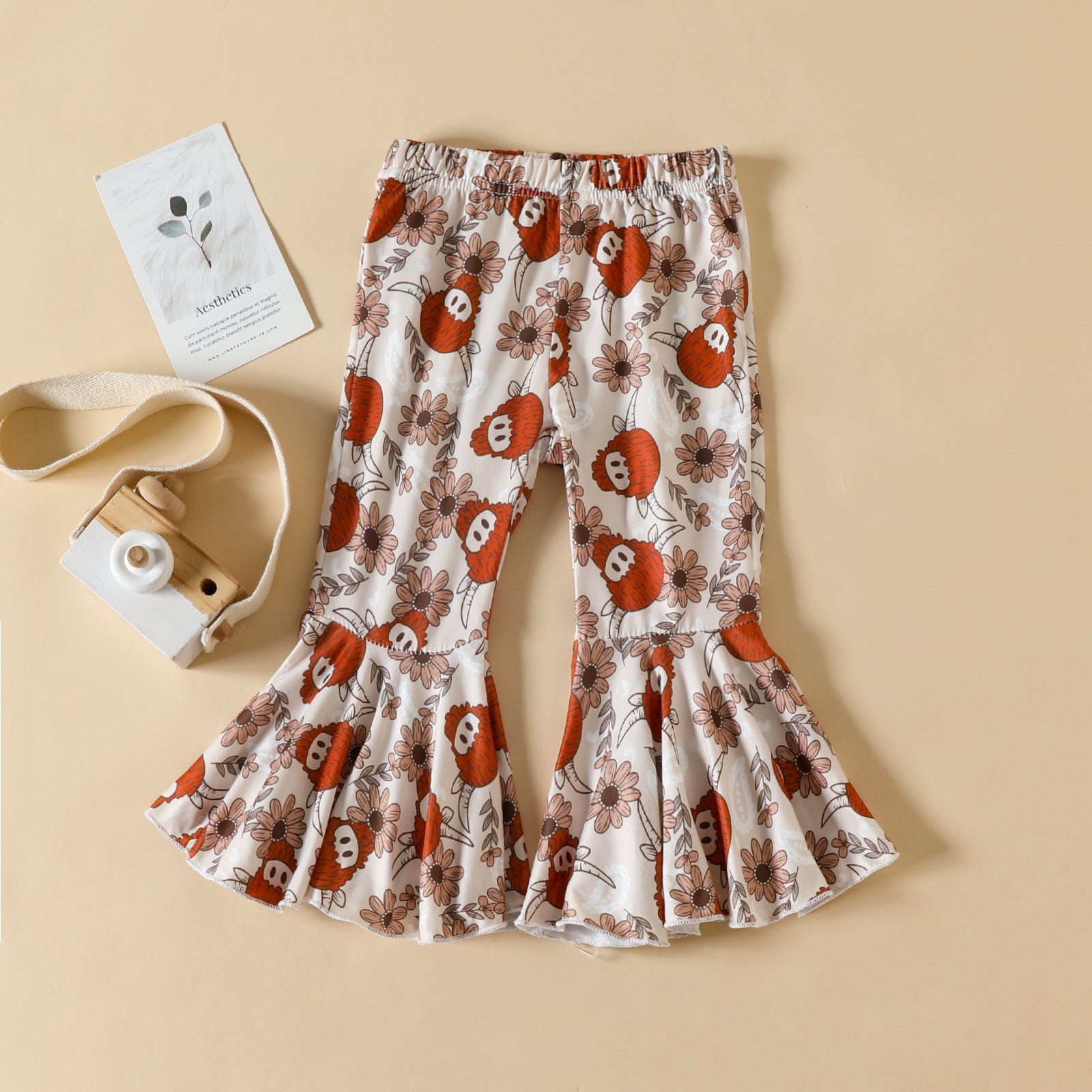 Kid Baby Girl Cartoon Flower Animal Print Flare Pants