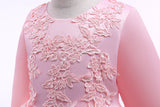 Kid Girls Awning Mesh Embroidery Princess Flower Dress