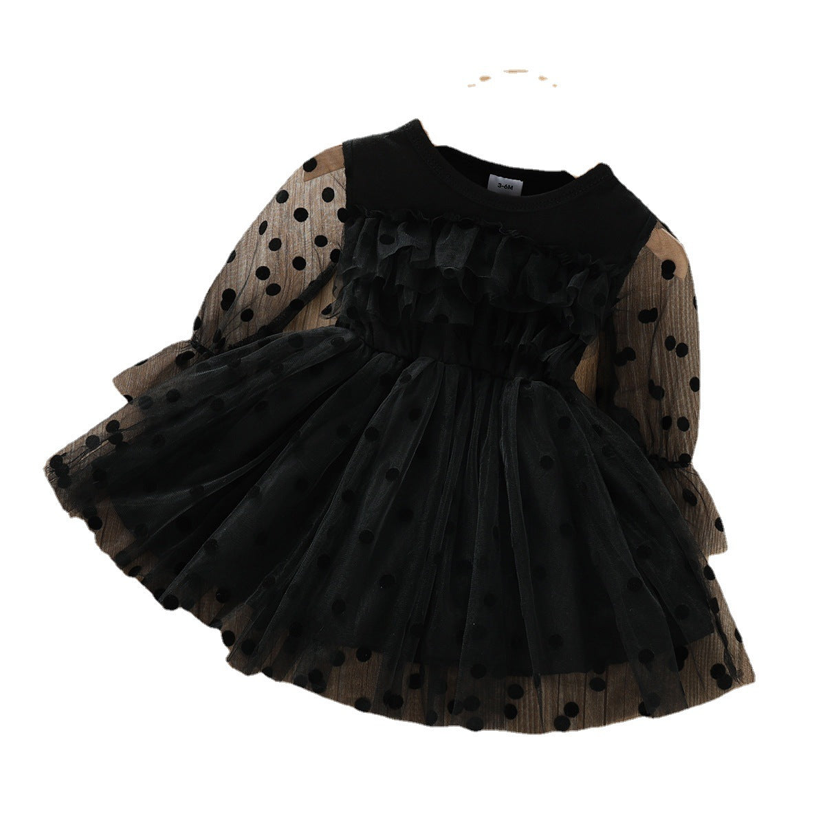 Baby Girl Polka Dot Lace Mesh Flower Casual Dress