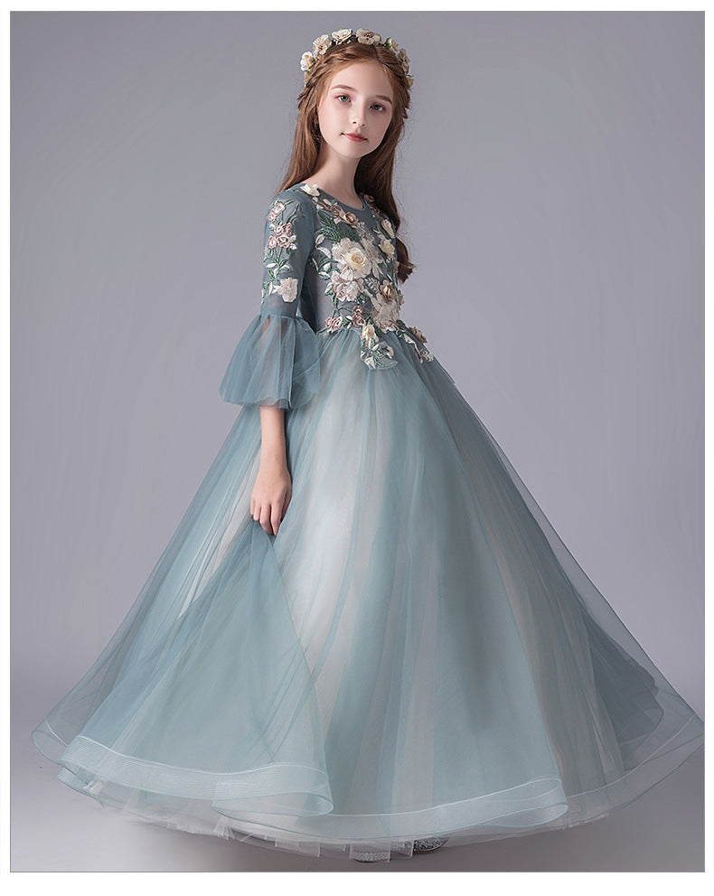 Kid Girl Princess Long Sleeve Autumn Spring Birthday Evening Dress