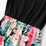 Family Matching Mother-daughter Round Necks Loose Prints Dresses