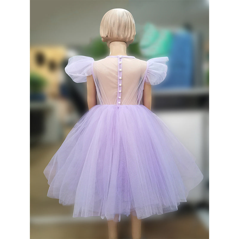 Kid Baby Girl Pompous Yarn Catwalk Birthday Princess Dresses