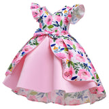 Kid Baby Girls Floral Print Princess Flying Sleeves Dresses