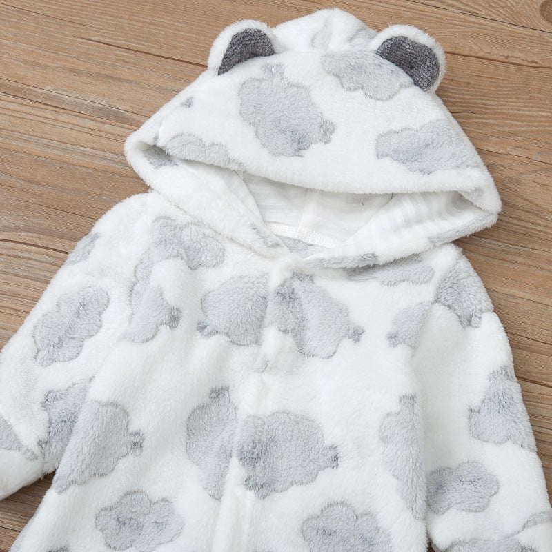 Baby Girl Boy One-piece Wrap Foot Winter Cashmere Lamb Rompers