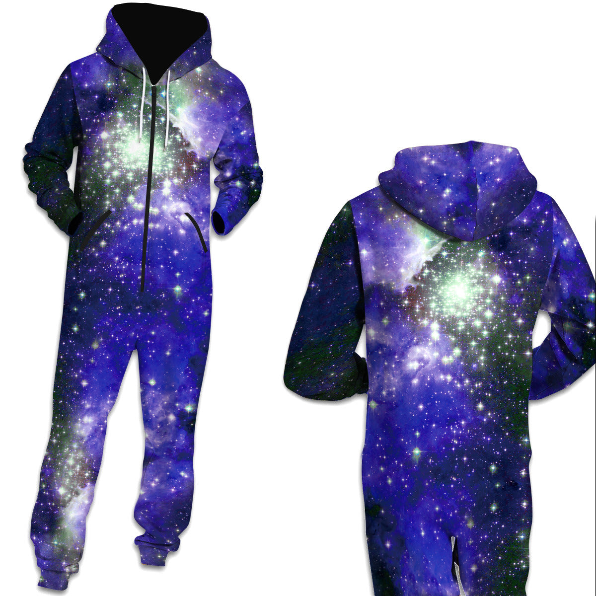 Family Matching Star Digital Print Fashion Zipper Long Sleeve Pajamas