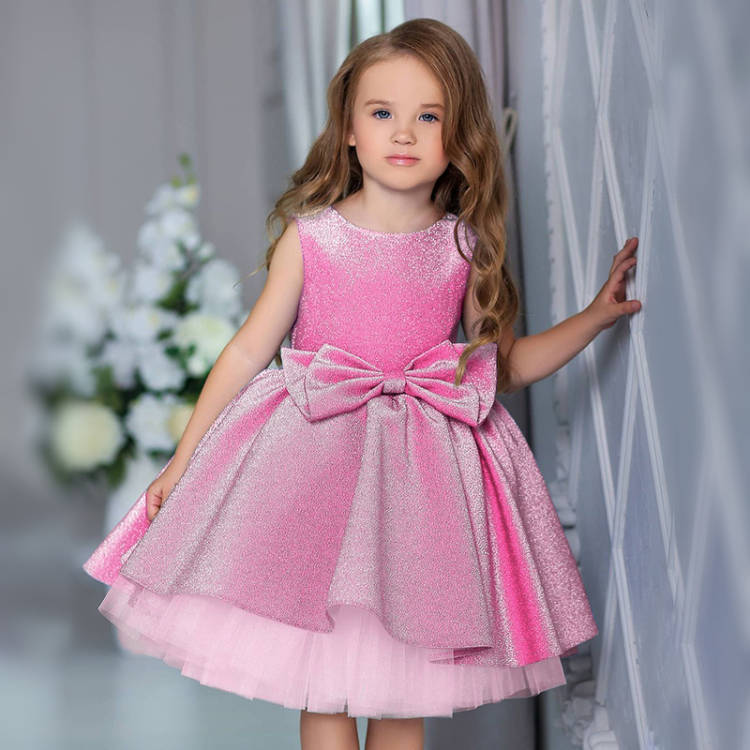Kid Girl Bow Princess Christmas Party Pompous Birthday Dresses