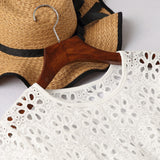 Family Matching Summer Sexy Lace Round Collar Flounces Quarter Sleeve Dresses