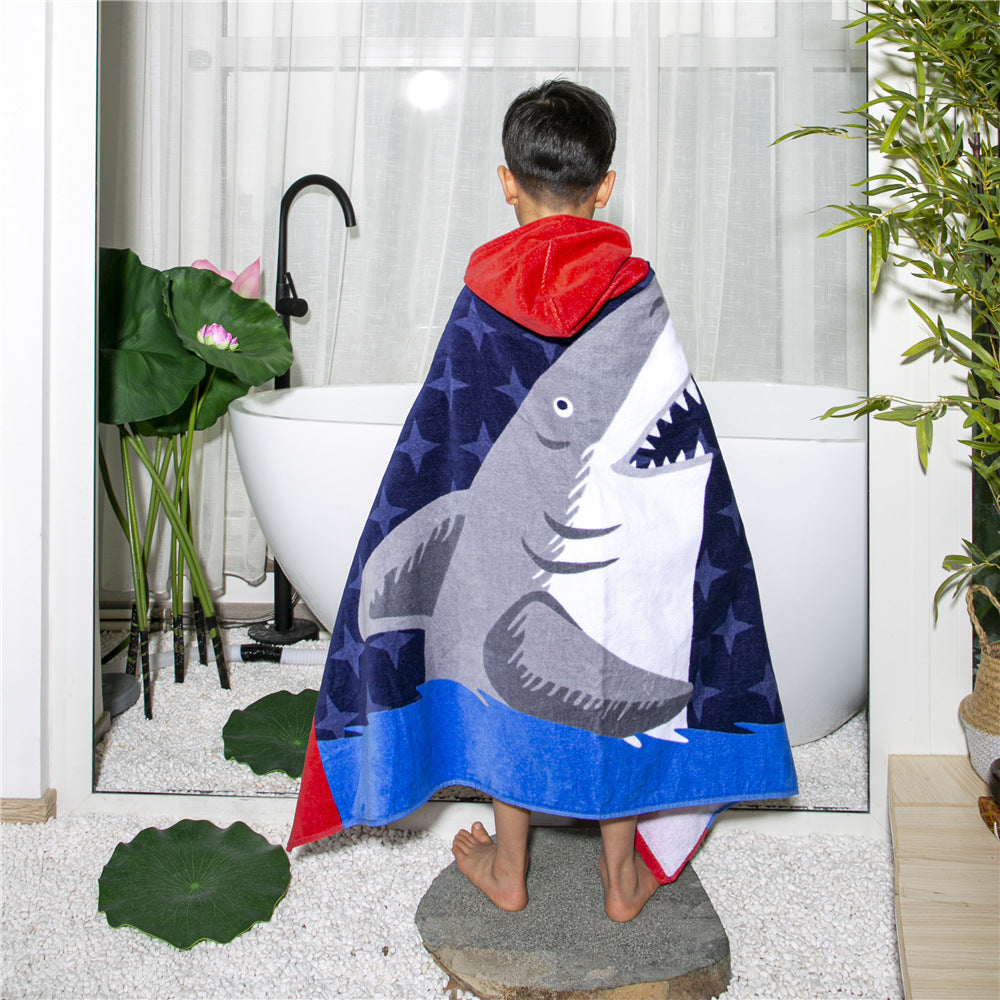 Baby Bathrobe Cartoon Bath Towel Robe Hooded Cloak Beach Towel Pajamas
