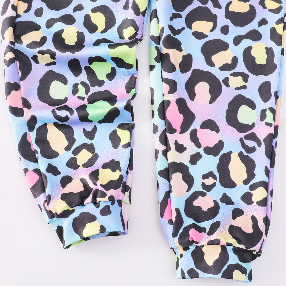 Kid Baby Girl One-piece Suspenders Leopard Print Loose  Long Pants