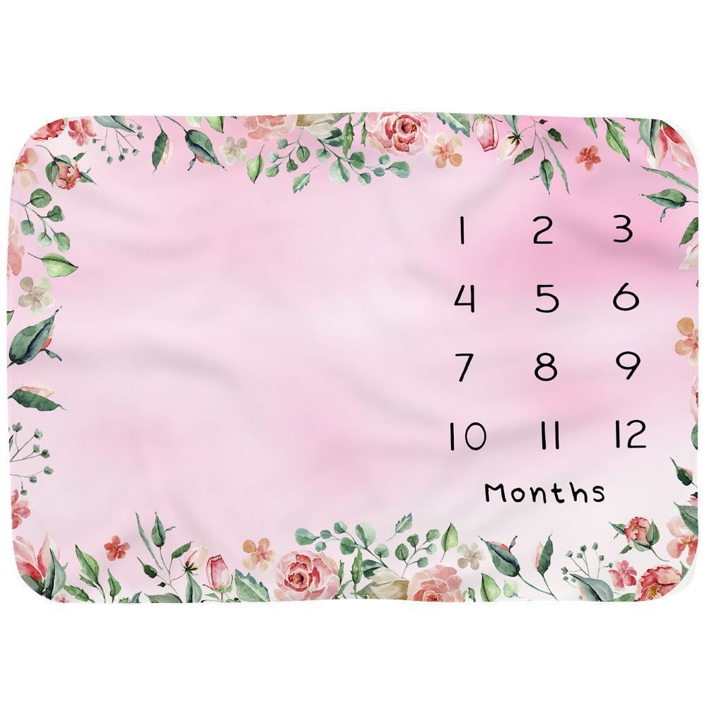 Baby Monthly Record Growth Milestone Blanket Flannel Floral Pajamas