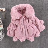 Kid Baby Girls Autumn Winter Woolen Imitation Fur Wool Thickened Jacket Coats