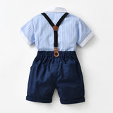 Kid Baby Boy Suit British Gentlemen Summer Cotton 4 Pcs Set