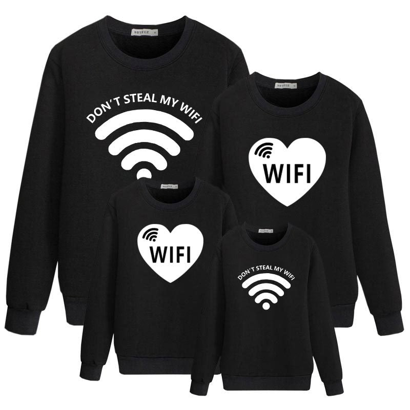 Family Matching WIFI Printed Cartoon Valentine's Day Sweatshirts